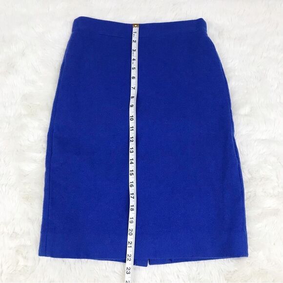 J CREW 100% Wool No‎ 2 Pencil Skirt Royal Blue Knee Length Fitted Lined Size 4 - Picture 14 of 14